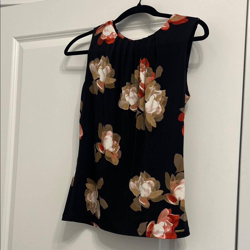 Calvin Klein Black Floral Sleeveless Blouse